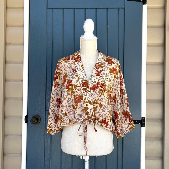 Annahmol Floral Blouse 100% Silk Hand Crafted - Picture 1 of 6